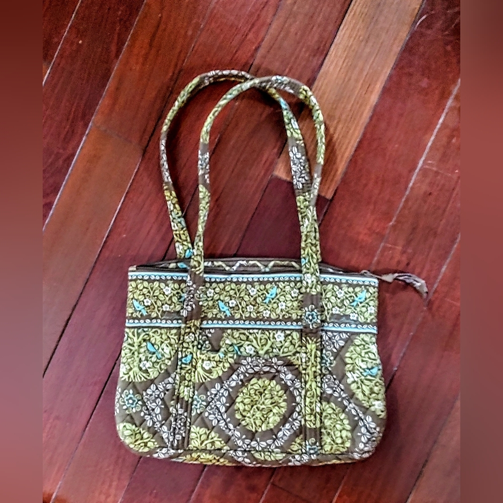 Vera Bradley Floral Patterned Tote Bag - Green and Brown NWOT
